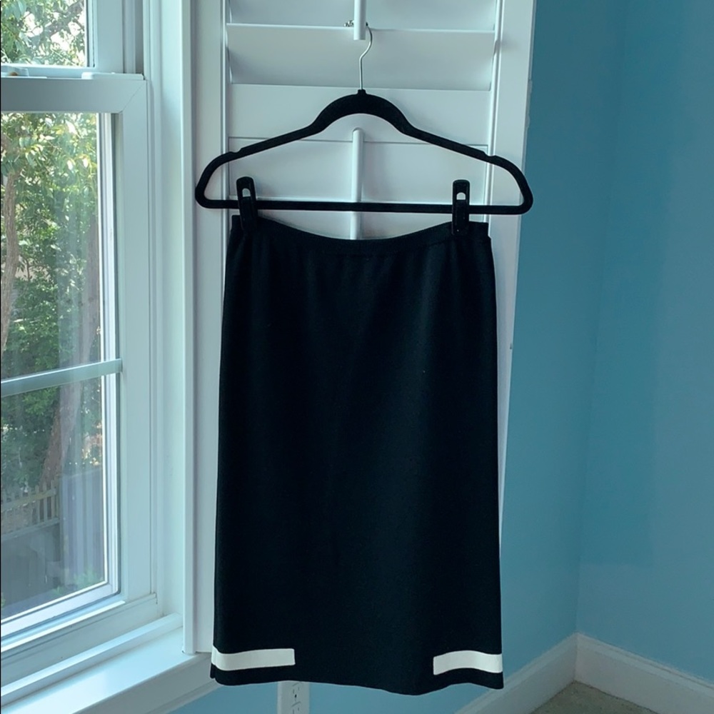 Black skirt with white accents at bottom